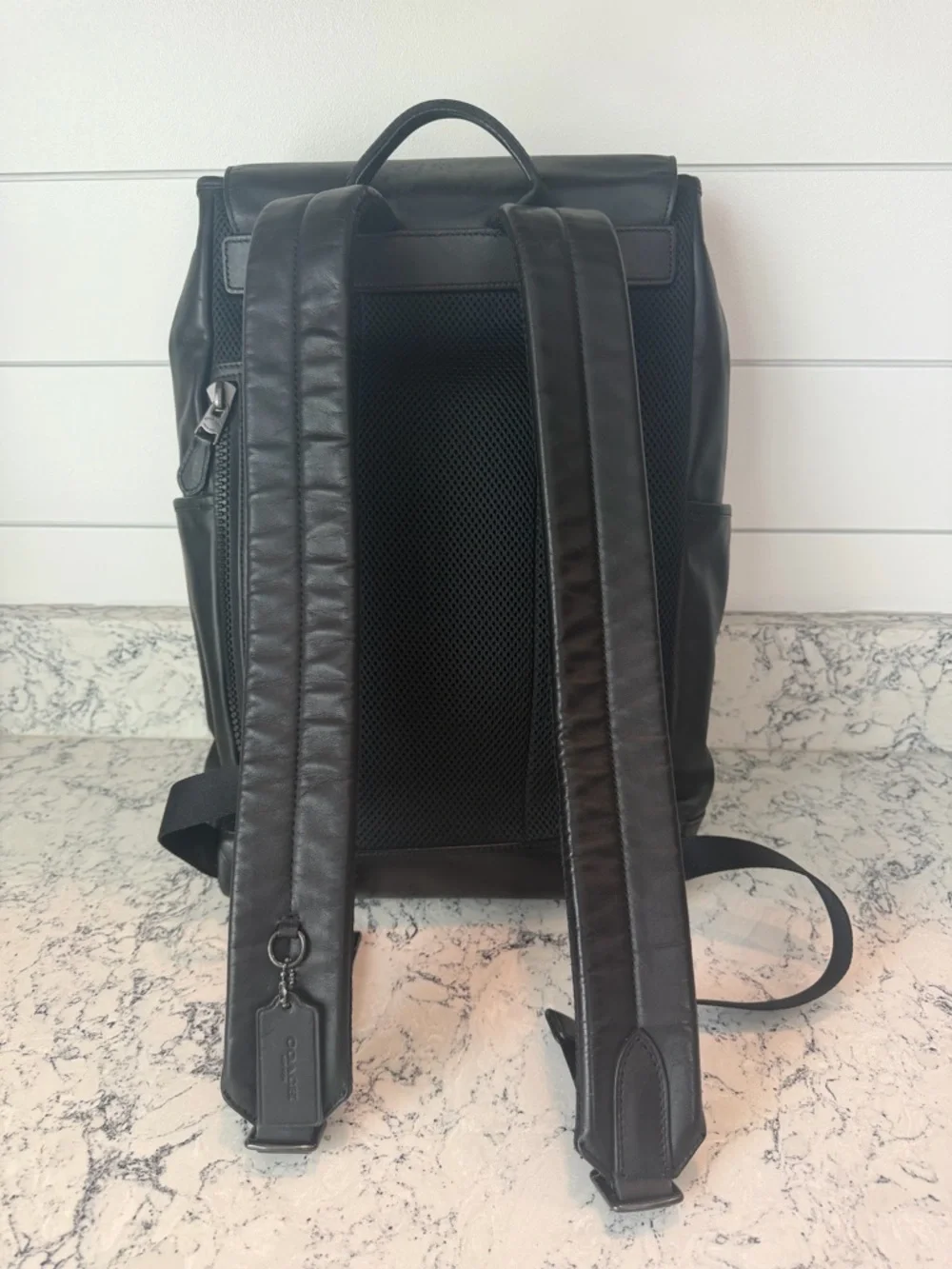 Coach Track Backpack Black leather gunmetal closures - Picture 5 of 16